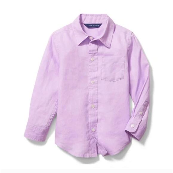 Janie and Jack Size 4 Lavender Linen Button Down Dress Shirt - Picture 10 of 10